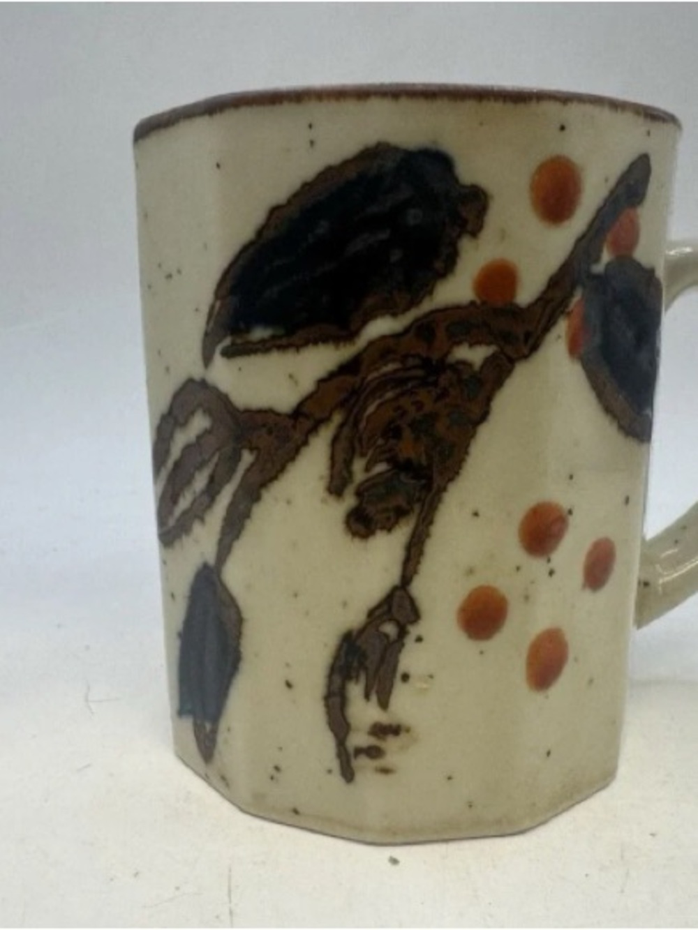 BITTERSWEET 1 Grandmug Grand Coffee Mug 5" Stoneware Tall Berries Otagiri Japan